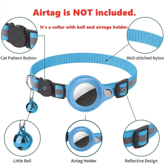Collar antipérdida para gatos con rastreador GPS Airtag.