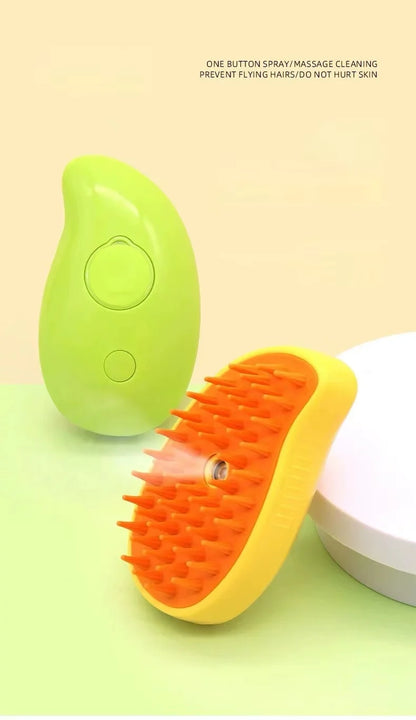 Cepillo eléctrico 3 en 1 para mascotas|Limpieza + Masaje + Vapor Anti-Encrespamiento