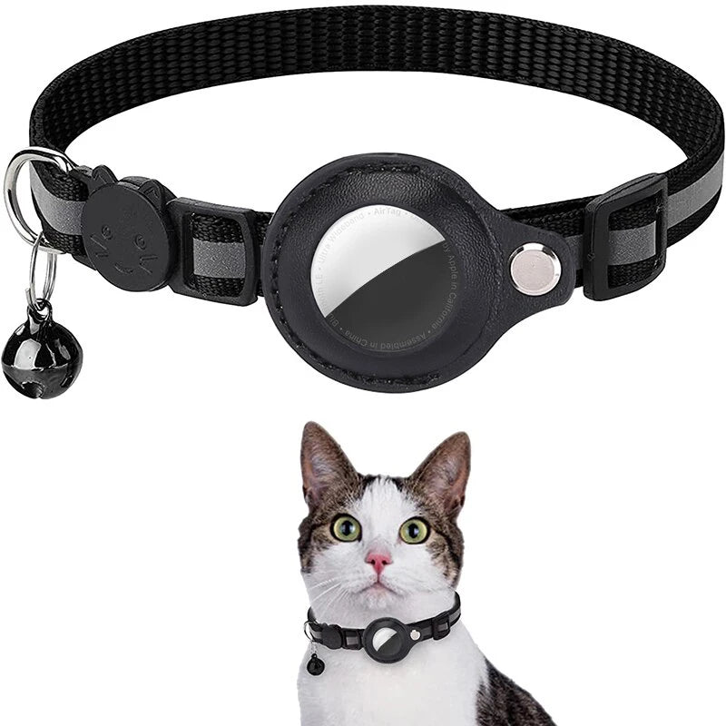 Collar antipérdida para gatos con rastreador GPS Airtag.