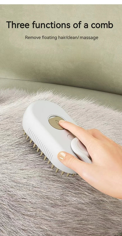 Cepillo eléctrico 3 en 1 para mascotas|Limpieza + Masaje + Vapor Anti-Encrespamiento