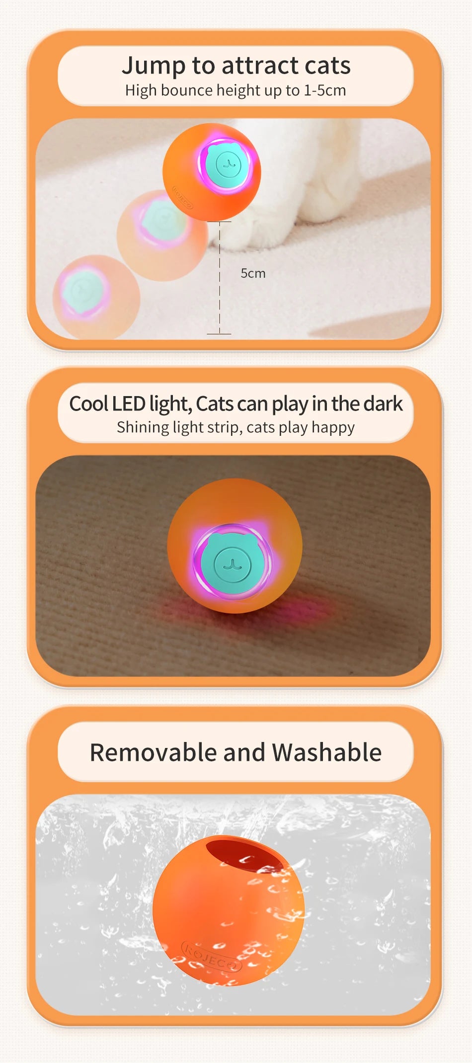 Juguete para gatos, pelota inteligente que rebota automaticamente