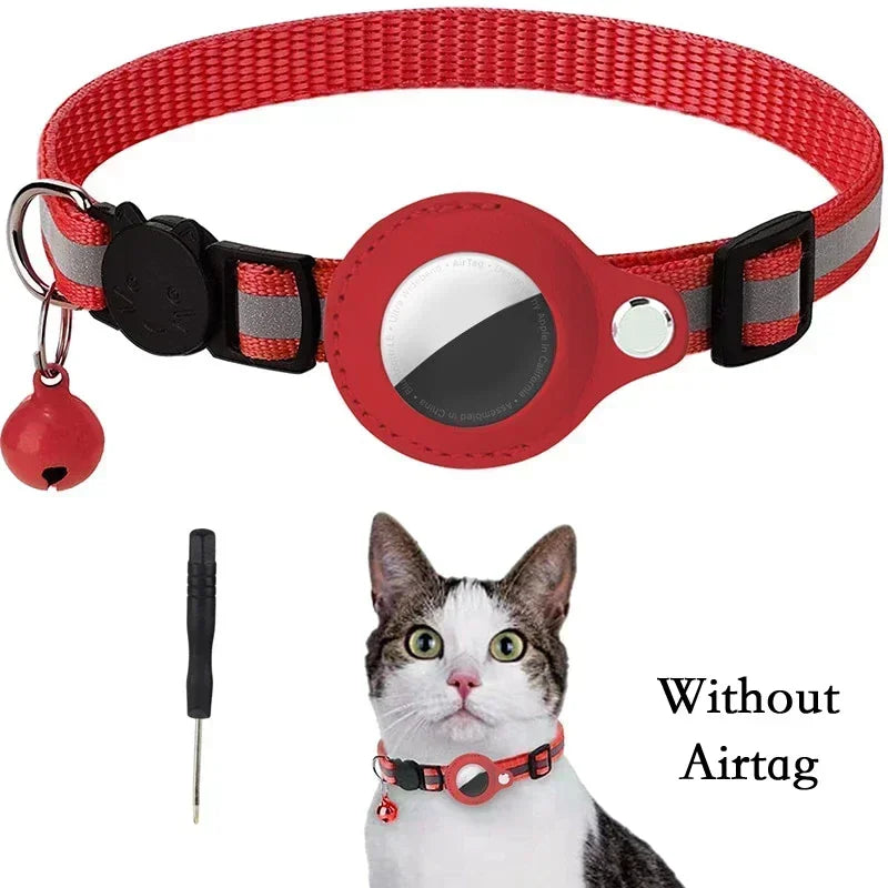 Collar antipérdida para gatos con rastreador GPS Airtag.