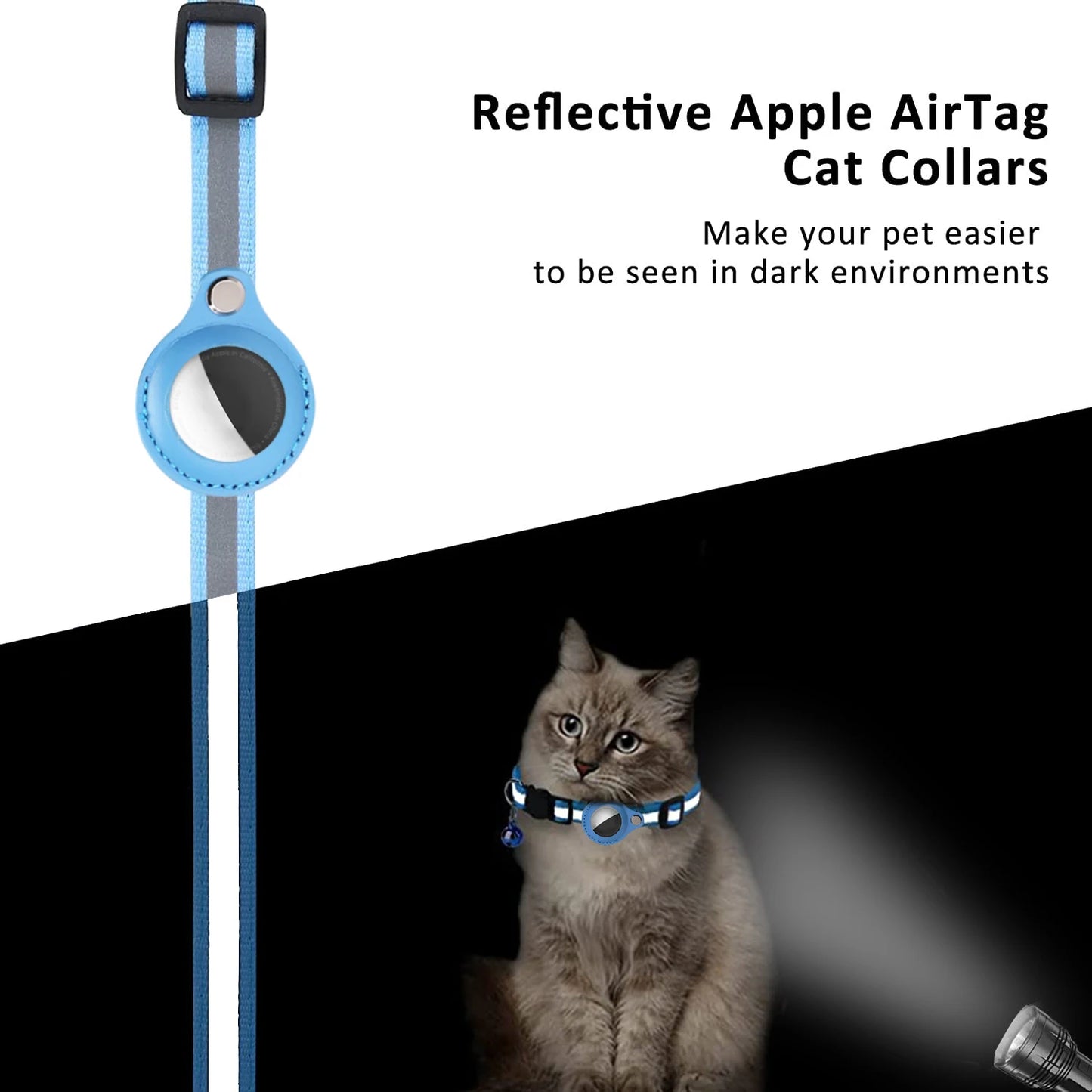 Collar antipérdida para gatos con rastreador GPS Airtag.