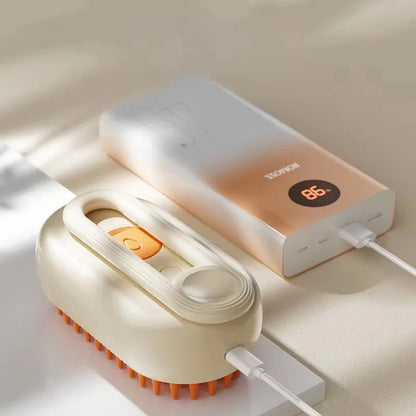 Cepillo eléctrico 3 en 1 para mascotas|Limpieza + Masaje + Vapor Anti-Encrespamiento