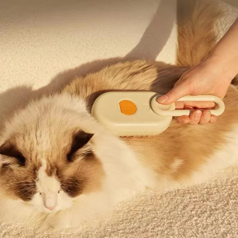 Cepillo eléctrico 3 en 1 para mascotas|Limpieza + Masaje + Vapor Anti-Encrespamiento