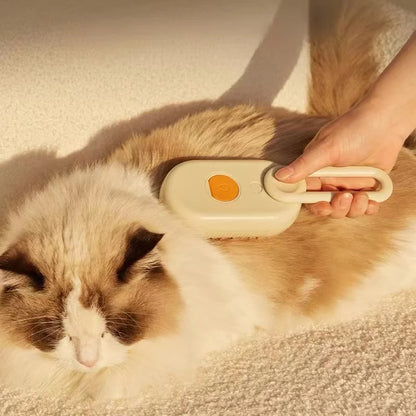 Cepillo eléctrico 3 en 1 para mascotas|Limpieza + Masaje + Vapor Anti-Encrespamiento