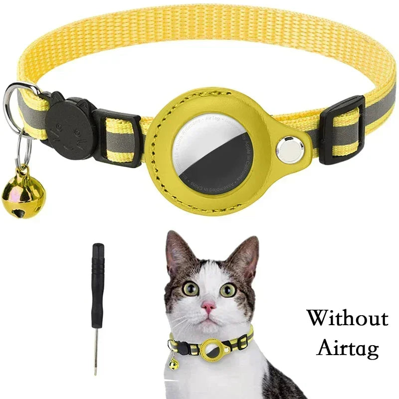Collar antipérdida para gatos con rastreador GPS Airtag.