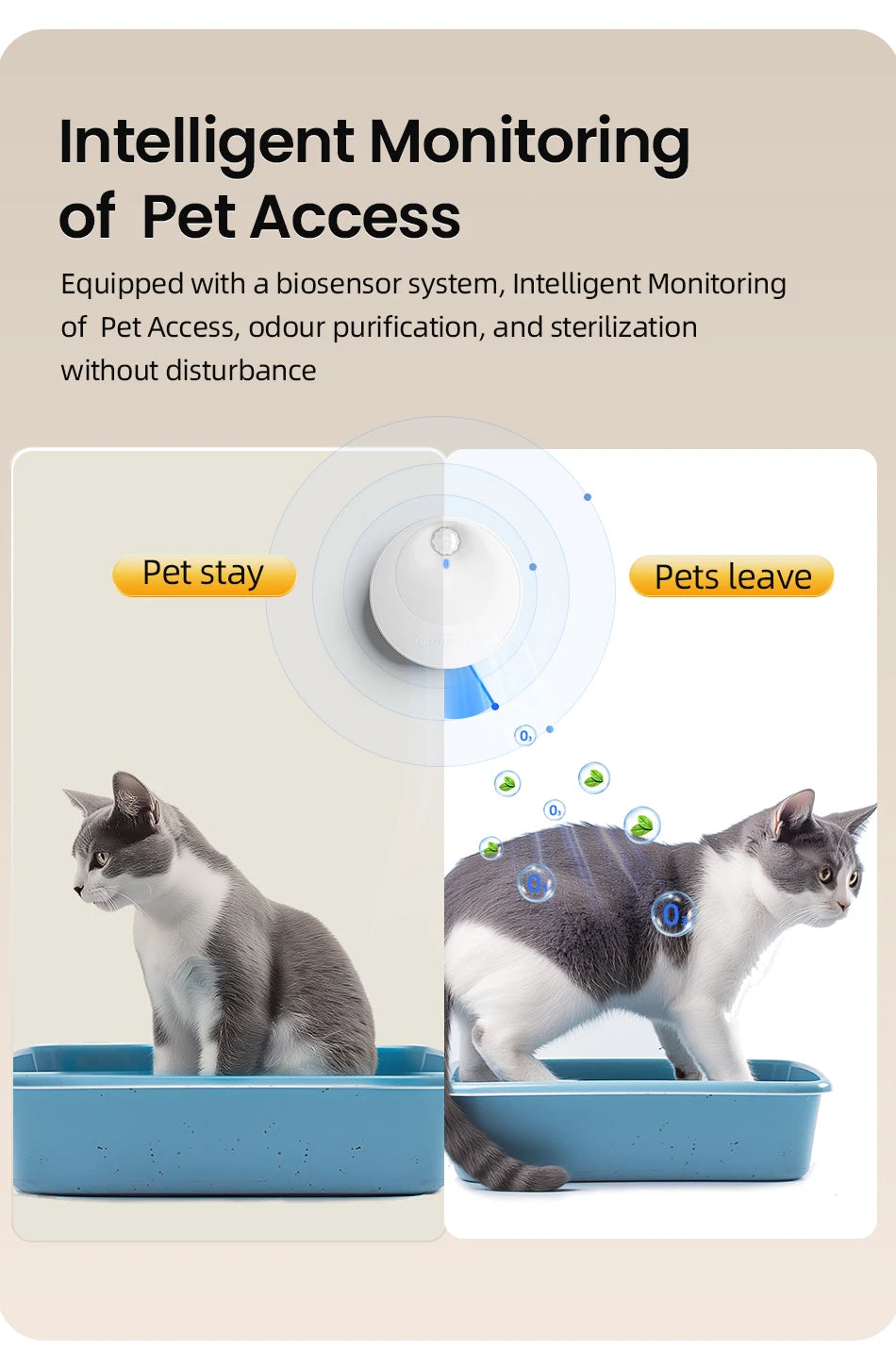 Purificador inteligente de olores especialmente para gatos